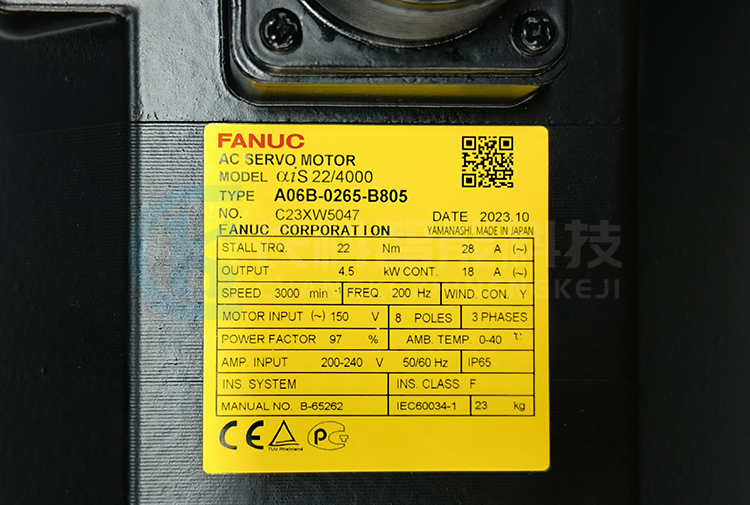 發(fā)那科外部軸電機(jī)A06B-0265-B805 αiS 22/4000